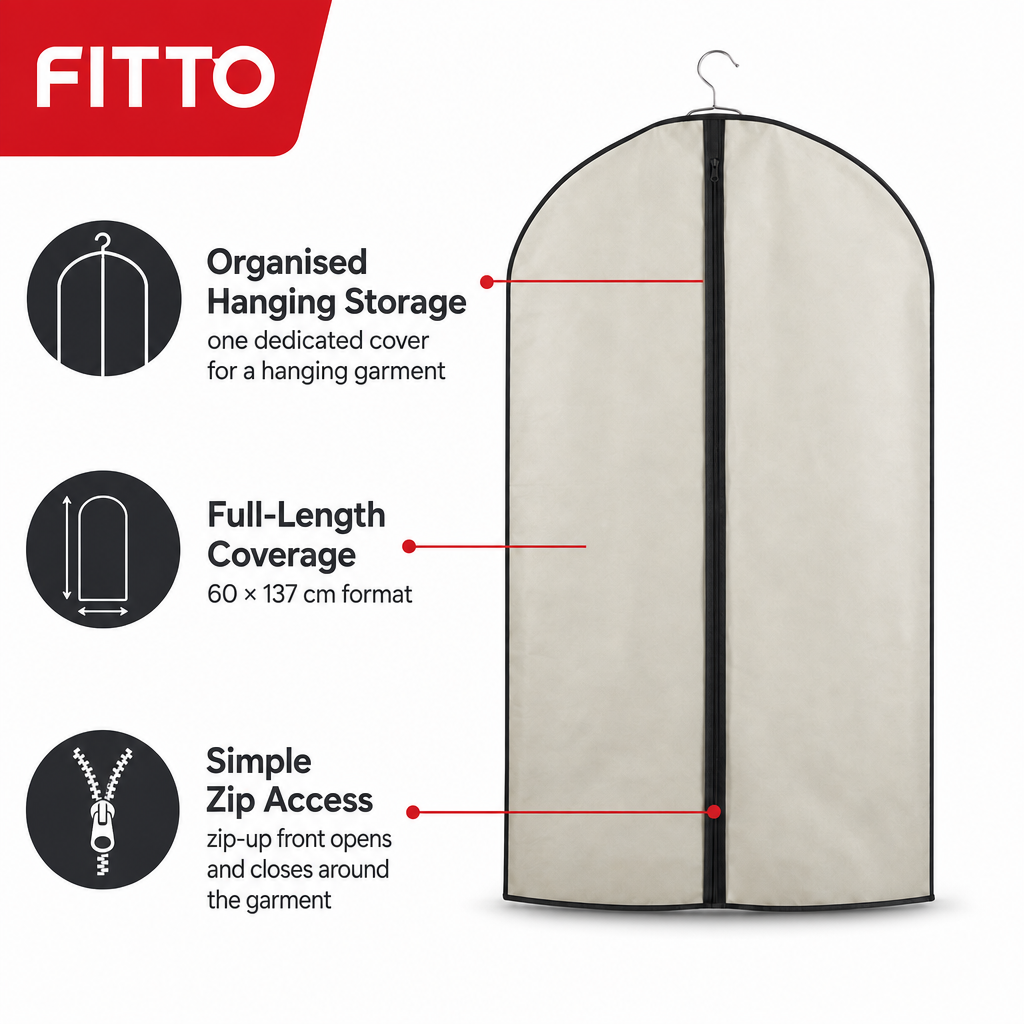 144 Pieces Assorted Colour Zip-Up Garment Bags, 60 × 137 cm, 1 Piece