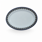 96 Pieces Melamine Oval Plate, 14 Inch, Decorative Rim Design for Serving and Dining