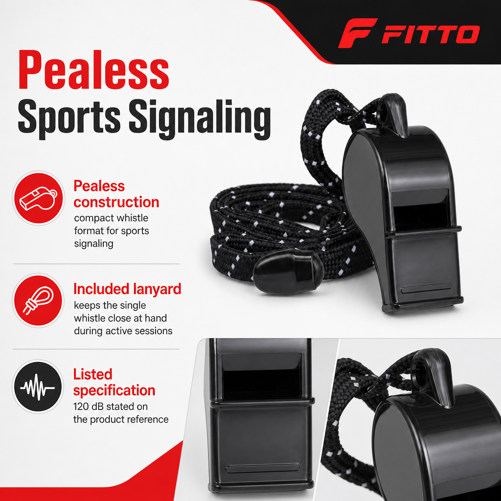 120 Pieces Sports Whistles 120 dB Pealess Design with Lanyard, Black, Single