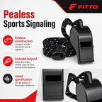 120 Pieces Sports Whistles 120 dB Pealess Design with Lanyard, Black, Single
