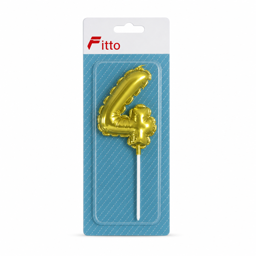 144 Pieces Gold Number 4 Birthday Cake Candle, 9 cm, Single Numeral Candle for Celebration Cakes