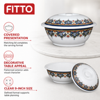 96 Pieces Melamine Serving Bowl with Lid, Decorative Pattern, 9 Inch Covered Tablewares