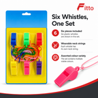 240 Pieces Assorted Colour Plastic Whistles with Neck Strings, 6 Pieces for Parties, Events and Group Activities