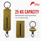 120 Pieces Mechanical Spring Hanging Scale, 25 kg Capacity, 15 cm Brass Body, Manual Weighing Tool, 1 Piece