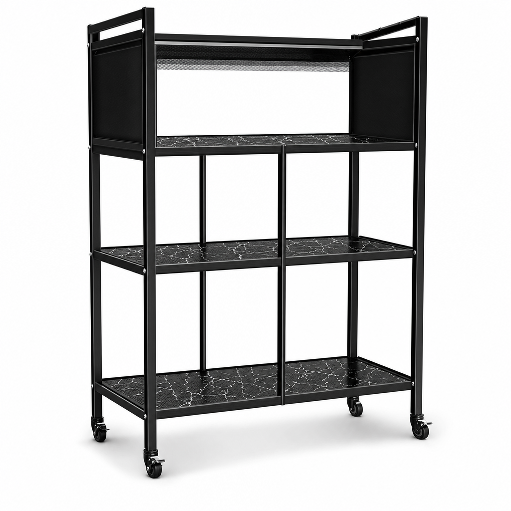 48 Pieces Black Multi-Tier Storage Shelf with Caster Wheels, 1 Piece