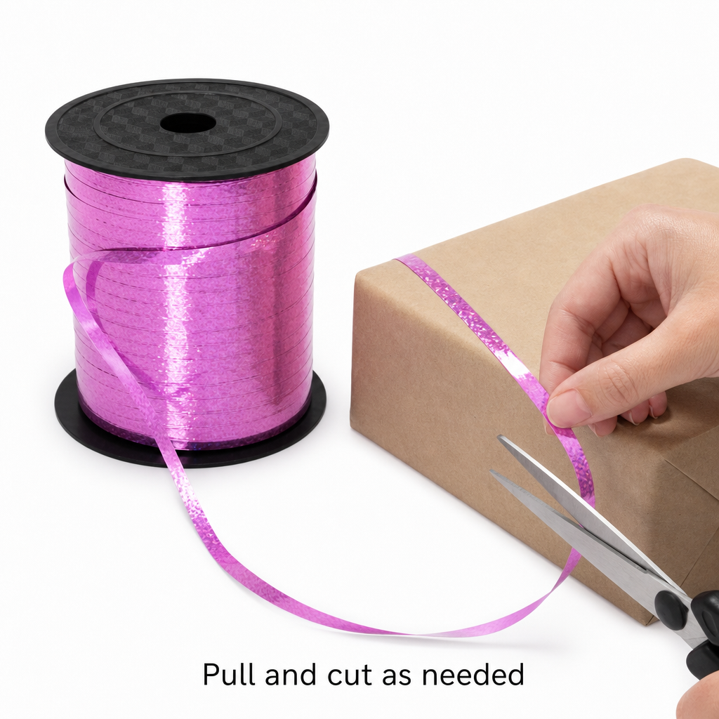 120 Pieces Pink Metallic Ribbon Roll, 5 mm x 250 yd, Decorative Craft Ribbon for Wrapping, Bows and DIY Projects