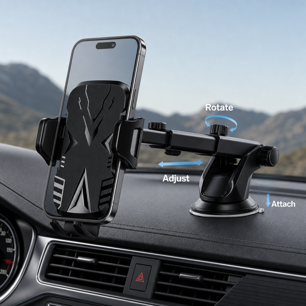96 Pieces Telescopic Car Phone Holder with Suction Mount, Adjustable Arm and 360 Degree Rotation