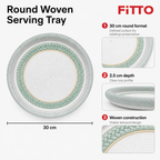 96 Pieces Round Woven Serving Trays, 30 cm, Pale Green and White