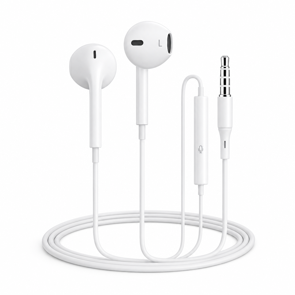 240 Pieces Wired Earphoneses with 3.5mm Plug and Inline Microphone, White