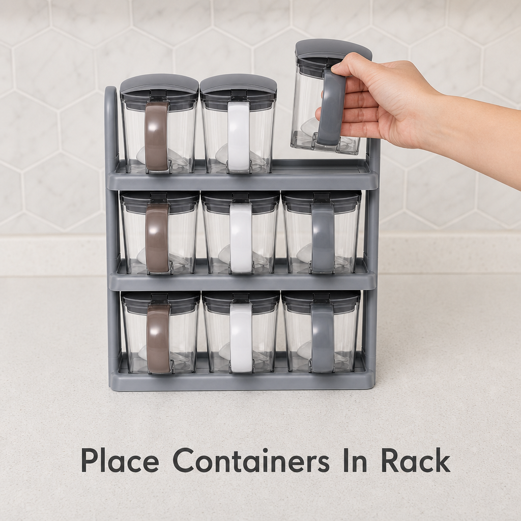 60 Pieces Spice Jar Sets with Rack, 9 Glass Containers, Assorted Colours for Kitchen Seasoning Storage