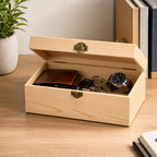 72 Pieces Wooden Storage Box, 8 x 5 Inch Natural Wood Organizer with Front Clasp, 1 Piece