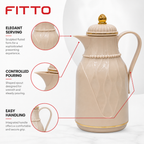 72 Pieces Vacuum Flasks with Handle, Lid and Pour Spout, 1 Litre, Beige or Ivory, 1 Piece