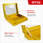 96 Pieces Gold Rectangular Chocolate Box With Ribbon, 27.5 x 22 x 4.8 cm, 1 Piece
