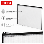 144 Pieces Transparent Grid Zipper Document Folder with Black Trim, 35 x 25 x 2 cm, 1 Piece