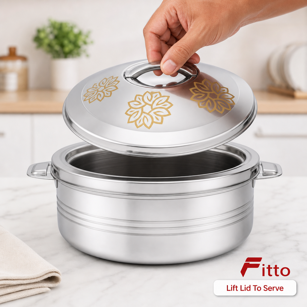48 Pieces Stainless Steel Insulated Hot Pot, 5000 ml, Round Serving Pot, 1 Piece