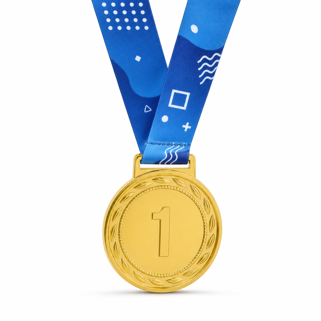 144 Pieces 1st Place Medal with Blue Ribbon, Gold Award Medal for Recognition Ceremonies
