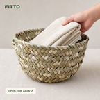 96 Pieces Handwoven Natural Fiber Basket, Small, Round Storage and Decor Basket