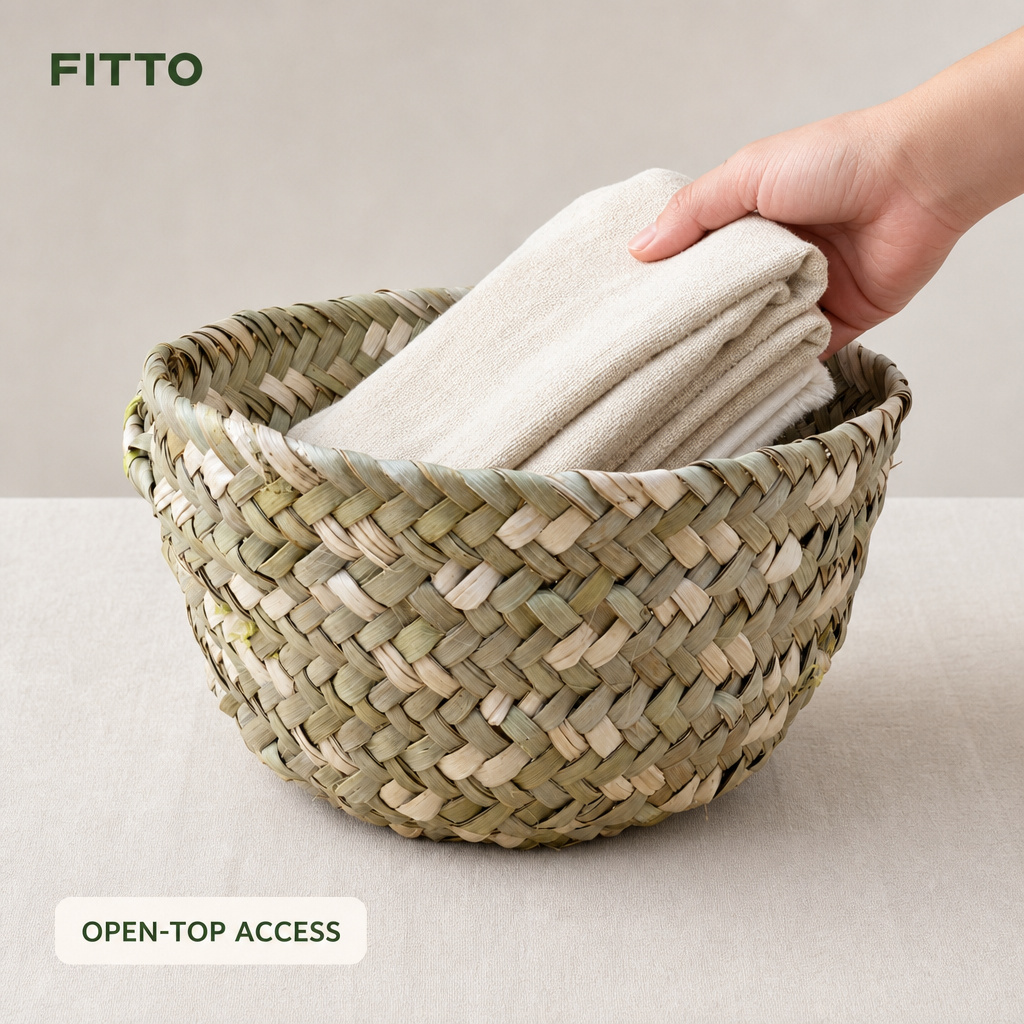 96 Pieces Handwoven Natural Fiber Basket, Small, Round Storage and Decor Basket
