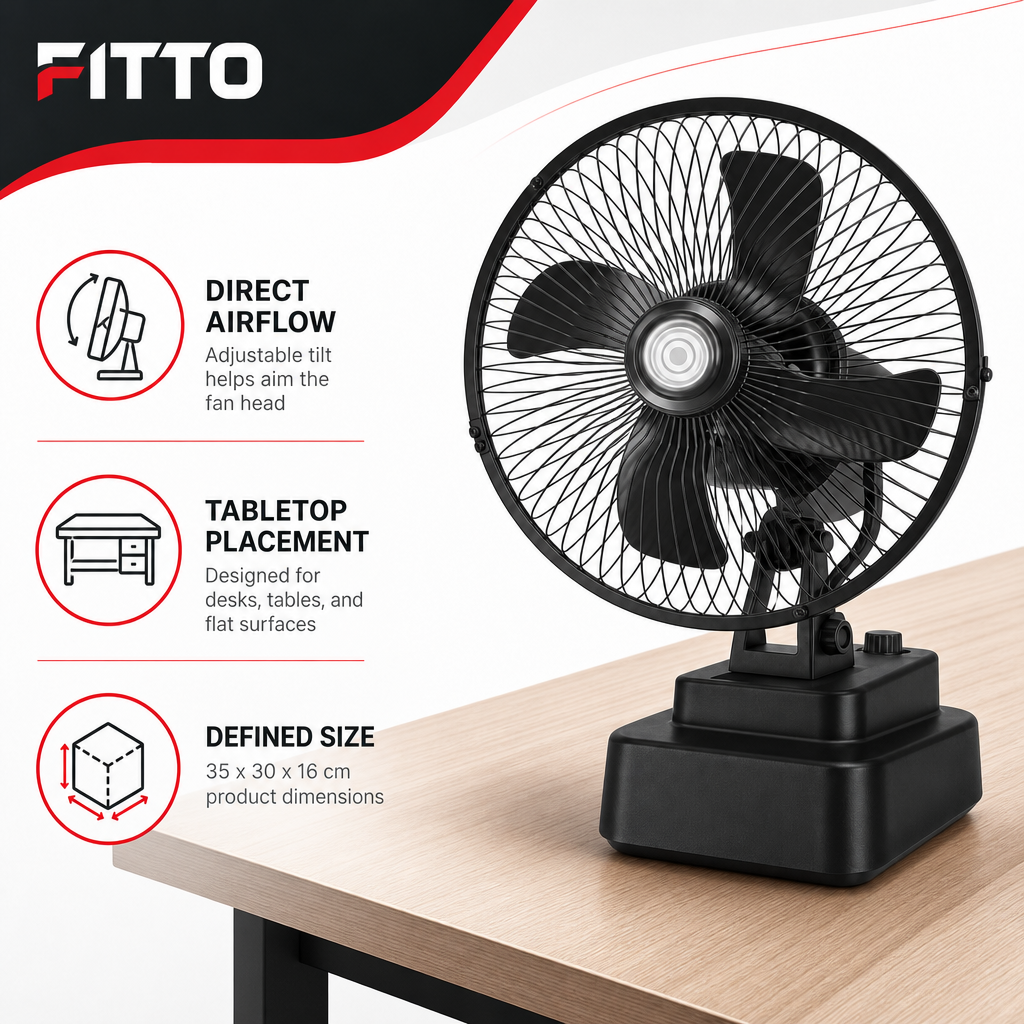 48 Pieces Table Fan Black Adjustable Tilt Portable Desk Air Circulator 35 x 30 x 16 cm