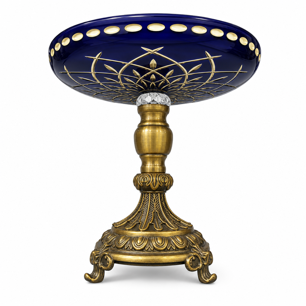 48 Pieces Decorative Pedestal Serving Bowl, Blue and Gold Ornamental Centerpiece, 30 x 30 x 20 cm, 1 Piece