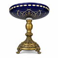 48 Pieces Decorative Pedestal Serving Bowl, Blue and Gold Ornamental Centerpiece, 30 x 30 x 20 cm, 1 Piece