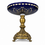 48 Pieces Decorative Pedestal Serving Bowl, Blue and Gold Ornamental Centerpiece, 30 x 30 x 20 cm, 1 Piece