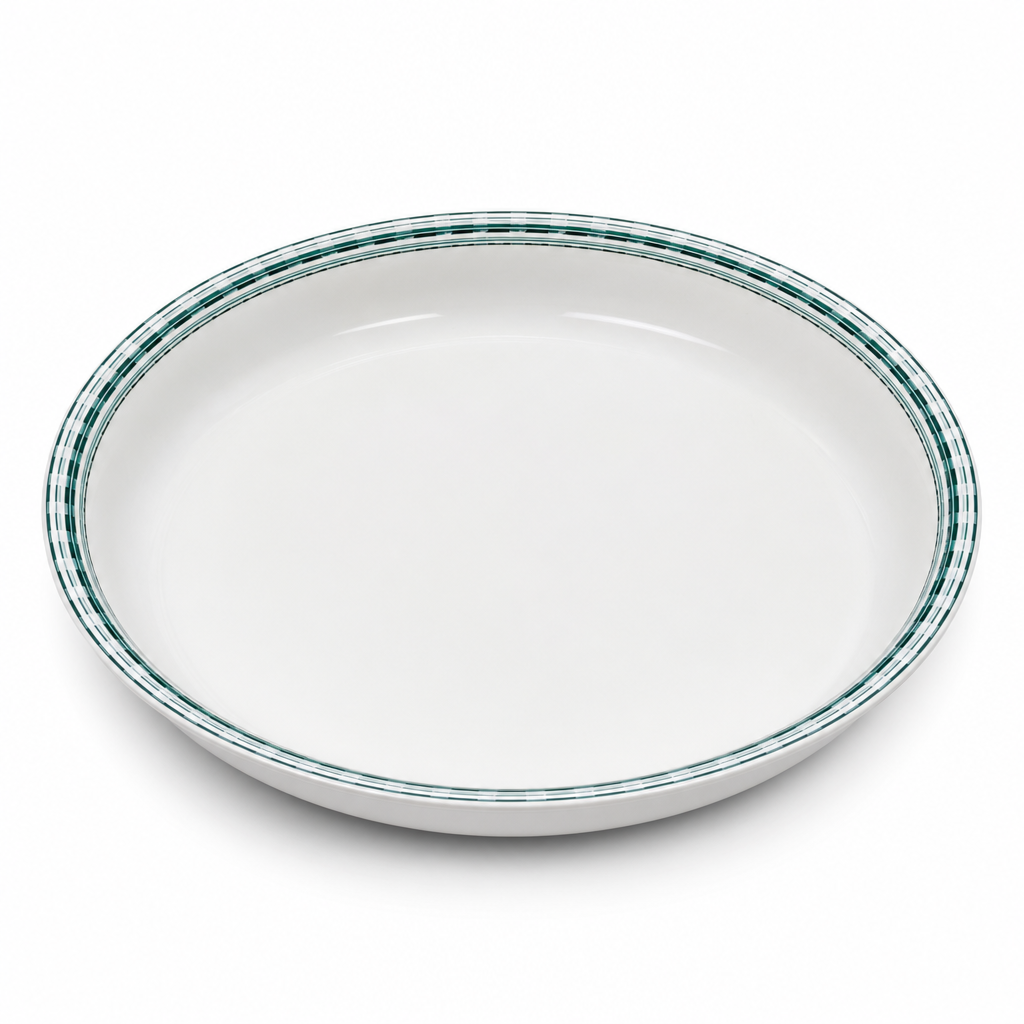 120 Pieces White Round Melamine Serving Plate with Raised Rim, 30 cm, 1 Piece