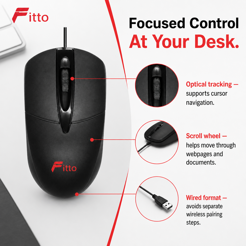 120 Pieces Wired Optical Mouse M305, Black, 1 Piece
