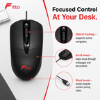 120 Pieces Wired Optical Mouse M305, Black, 1 Piece