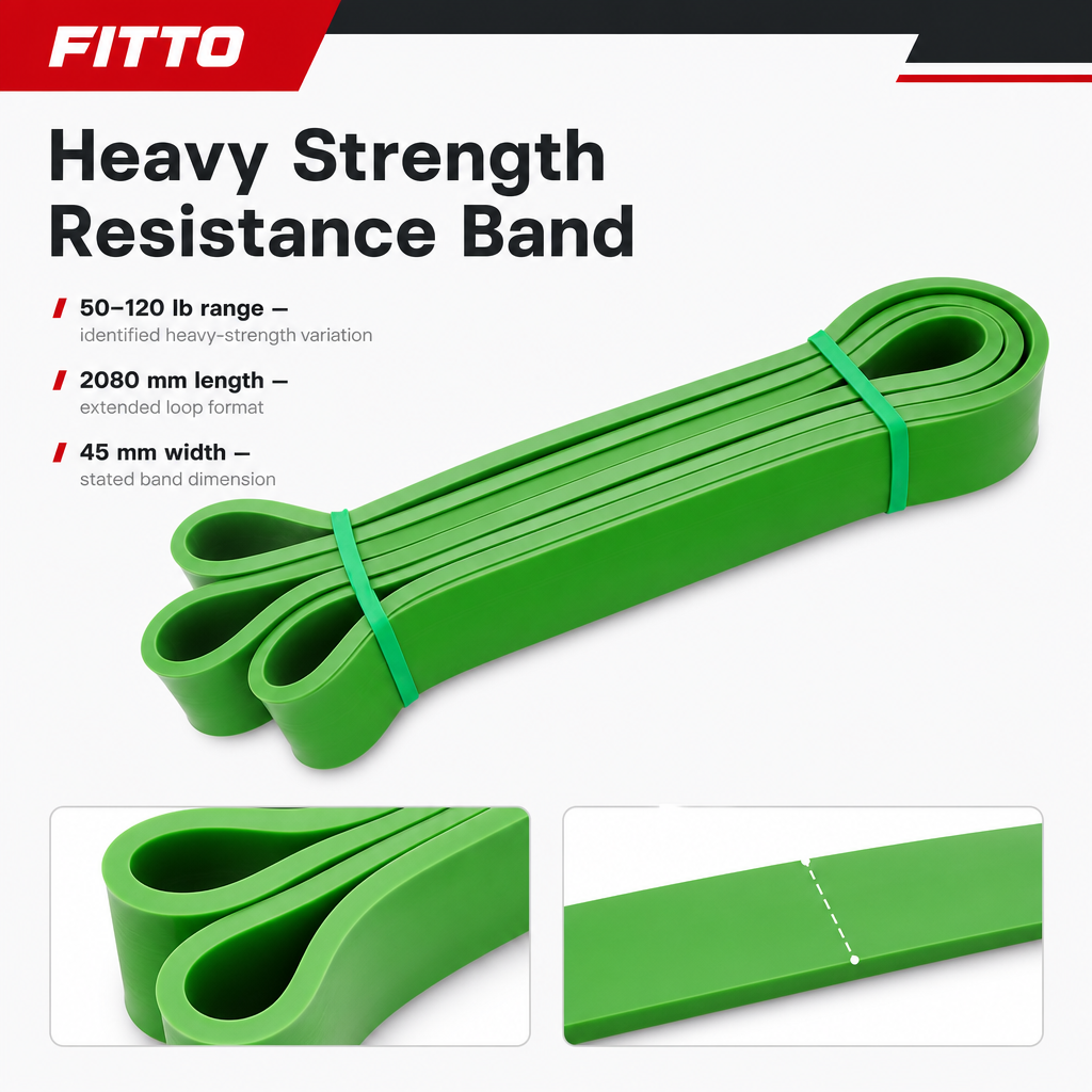 96 Pieces Resistance Bands for Exercise and Fitness, Heavy Strength 50–120 lb, Green, 2080 x 4.5 x 45 mm