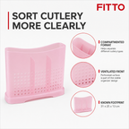 144 Pieces Utensil Organizer, Pink Plastic Cutlery Holder with Compartments, 31 x 25 x 13 cm