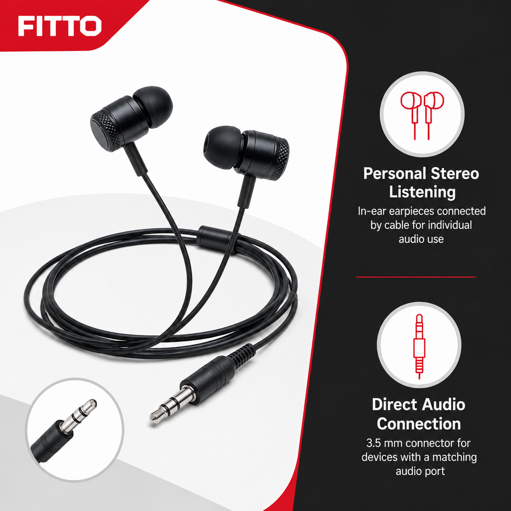 240 Pieces Wired Earphoneses, 3.5 mm Stereo In-Ear Headphones, Black, Single Unit
