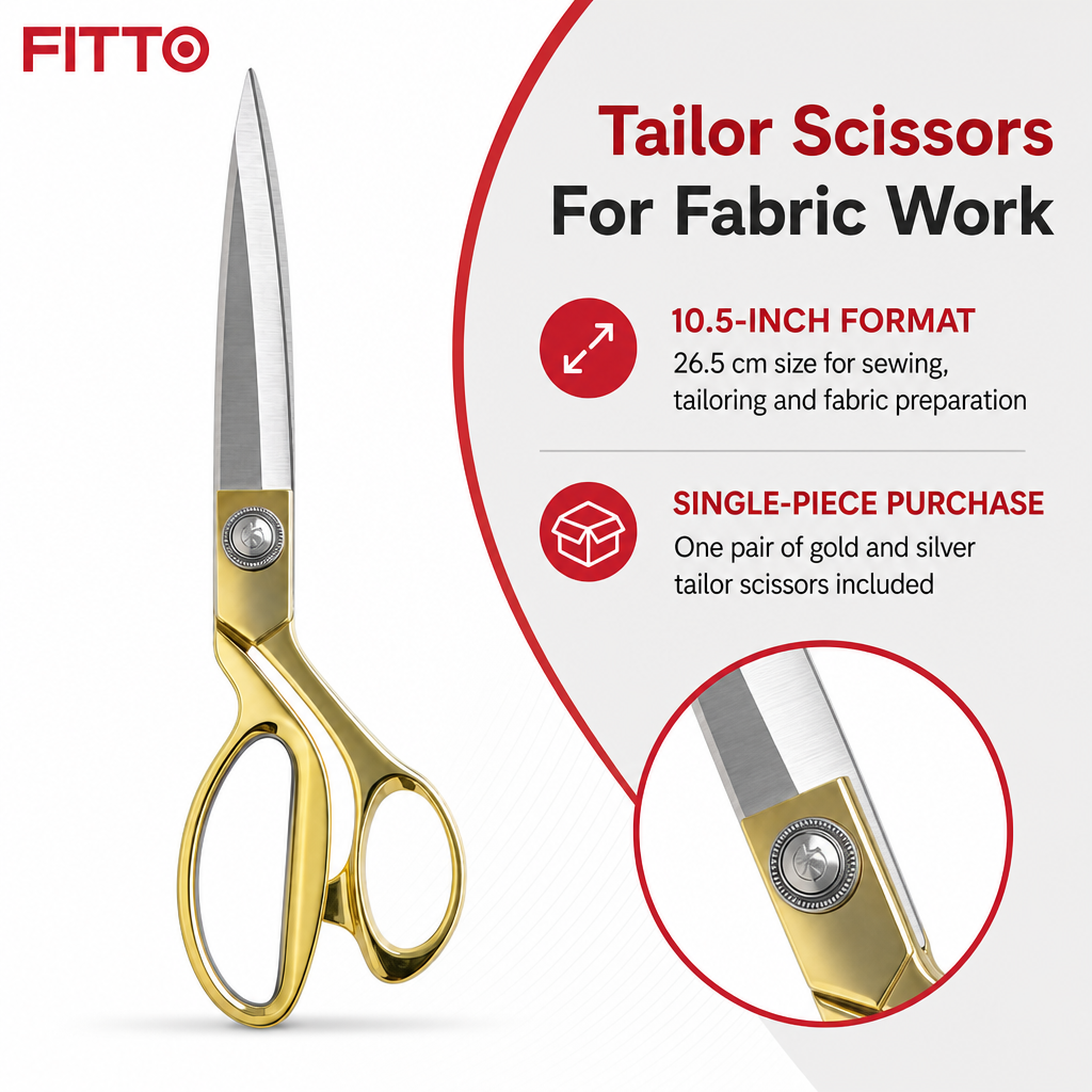 96 Pieces Tailor Scissors, 10.5 Inch 26.5 cm, Gold and Silver Finish, 1 Piece