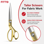 96 Pieces Tailor Scissors, 10.5 Inch 26.5 cm, Gold and Silver Finish, 1 Piece