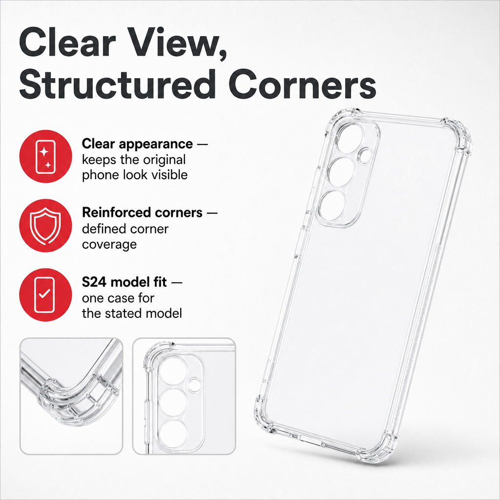 240 Pieces Clear Anti-Burst Protective Phone Cases with Reinforced Corners for S24, 1 Piece