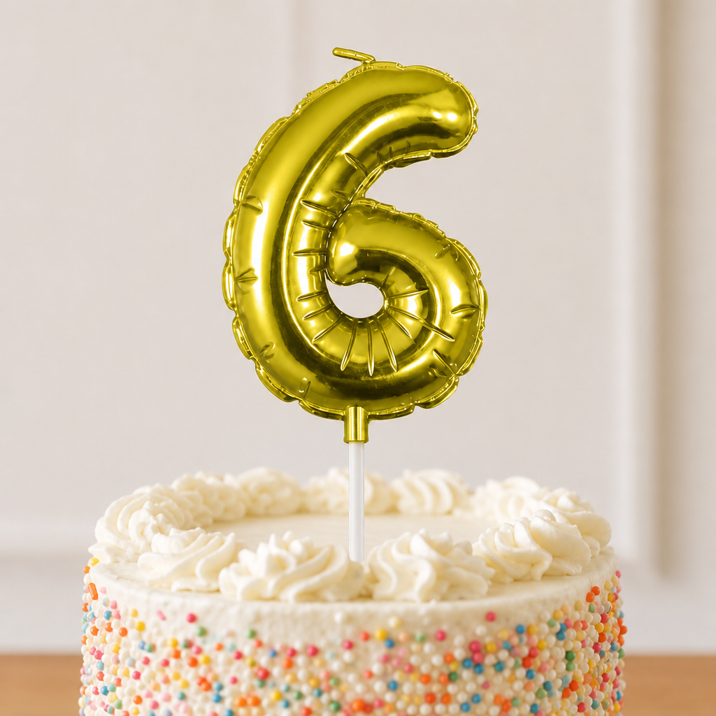 144 Pieces Gold Number 6 Birthday Cake Candle, 9 cm, Single Piece