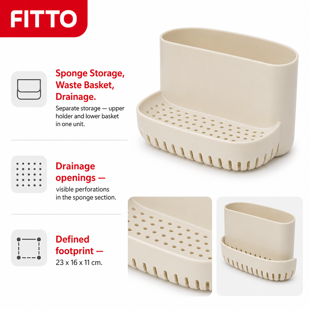 144 Pieces Plastic Sponge Holder with Waste Baskets, Cream, 23 x 16 x 11 cm