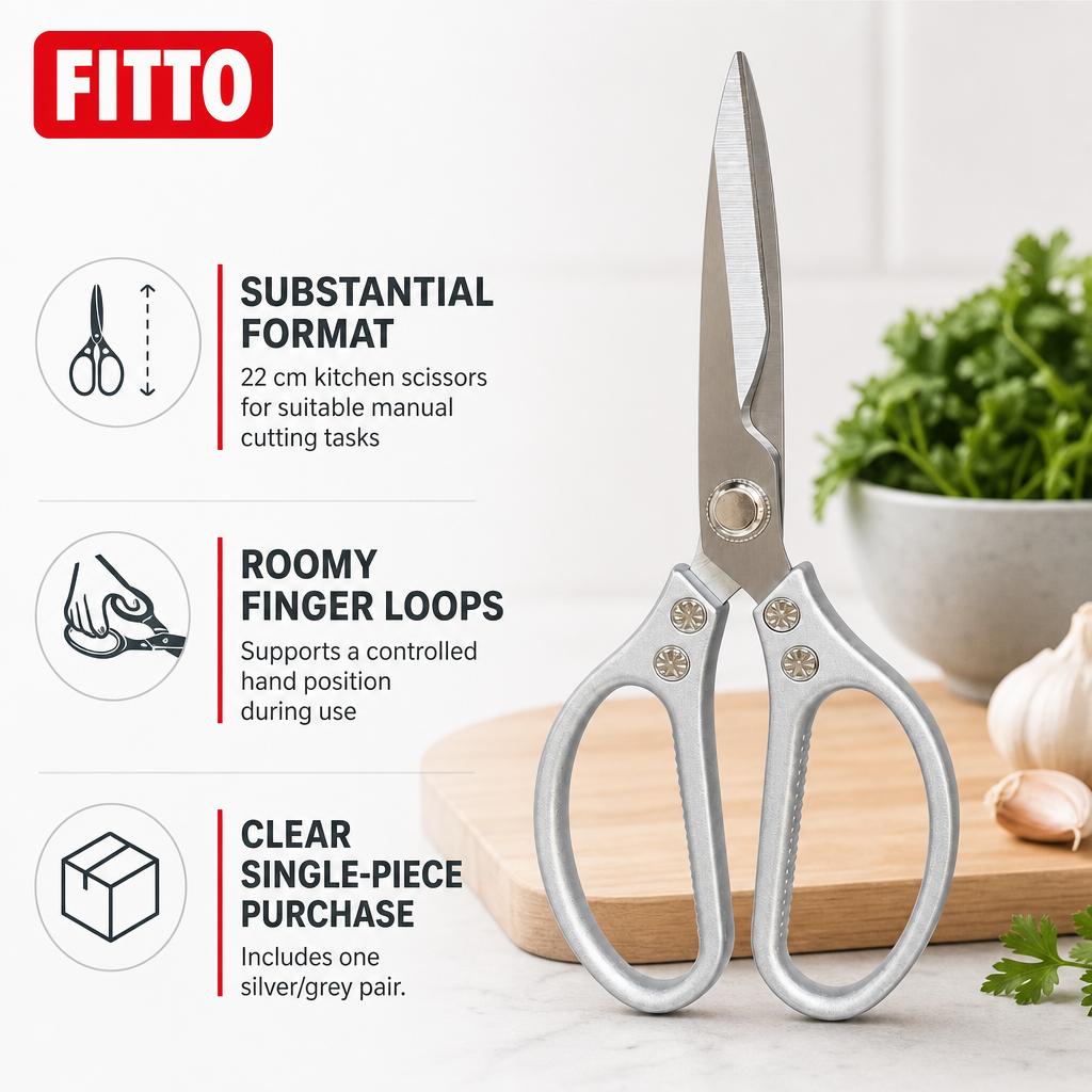 72 Pieces Kitchen Scissorses, Heavy-Duty 22 cm Manual Cutting Shears, Silver/Grey, 1 Piece