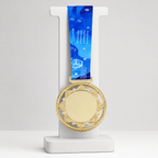 144 Pieces Award Medal with Blue Ribbon, Metallic Finish, 8 x 7 x 2 cm
