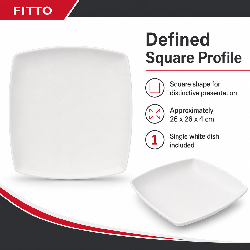 96 Pieces Square Dish, White, 10 Inch, Single Tablewares Plate for Serving and Table Settings