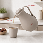 72 Pieces Vacuum Flask 1-Litre, Curved Beige or White Beverage Server with Handle and Pour Spout, 1 Piece