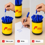 96 Pieces Ball Pens with Pen Holder, Blue Ink, 25 Pack for Office and School Writing