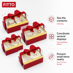 72 Pieces Acrylic Presentation Boxes with Ribbon, Red Rectangular Clear-Top Boxes, 14 x 9 x 9 cm, 4 Pieces