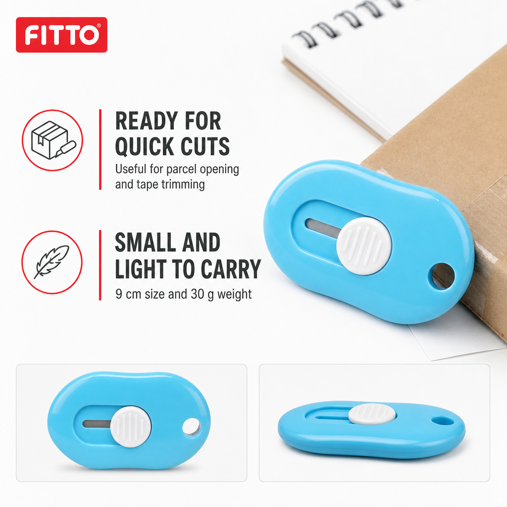 96 Pieces Mini Retractable Utility Cutter 9 cm Blue White Compact Handheld Cutting Tool 1 Piece