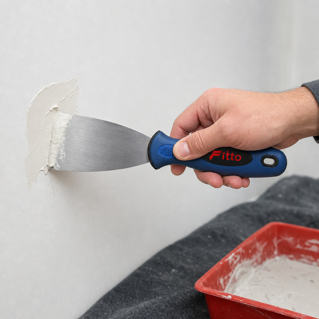 120 Pieces 2 Inch Stainless Steel Putty Knife Paint Scraper with Rubber Handle, Blue Black Silver, 1 Piece