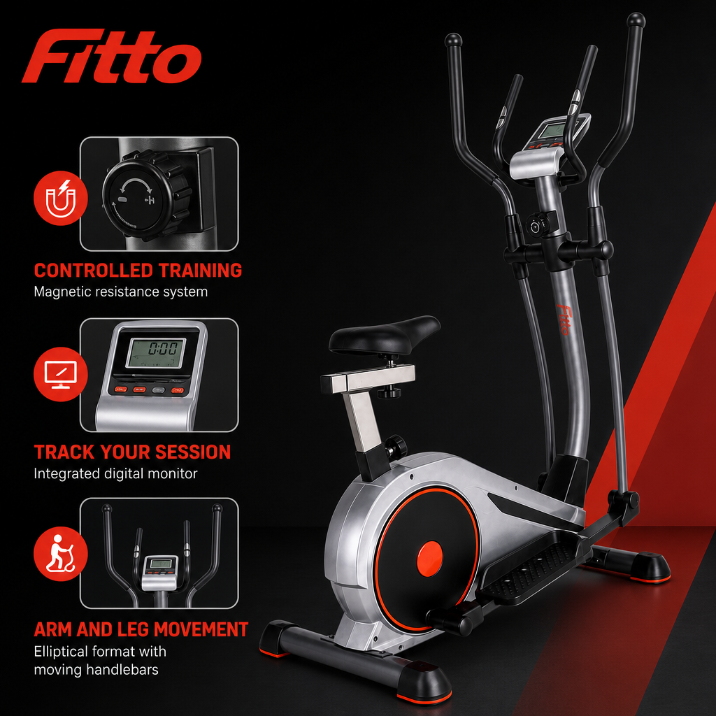 48 Pieces Elliptical Trainers with Magnetic Resistance, Digital Monitor and Heavy-Duty Frame, 120 kg User Weight