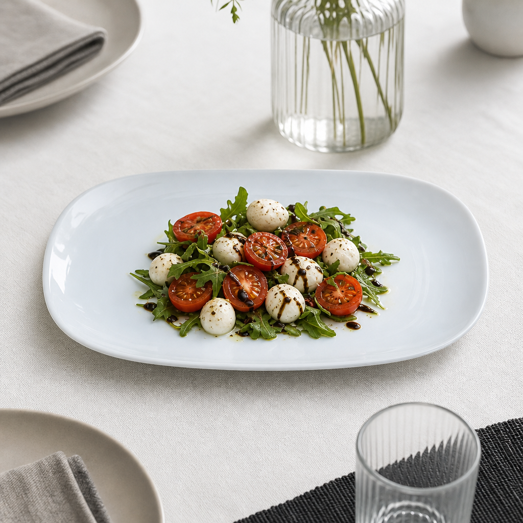 96 Pieces Opal Glass Serving Plate, Rounded Rectangle, 12 Inch