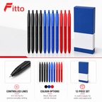 96 Pieces Mega Gel Pens 0.5 mm, 12 Pieces, Black Blue and Red Ink Writing Set