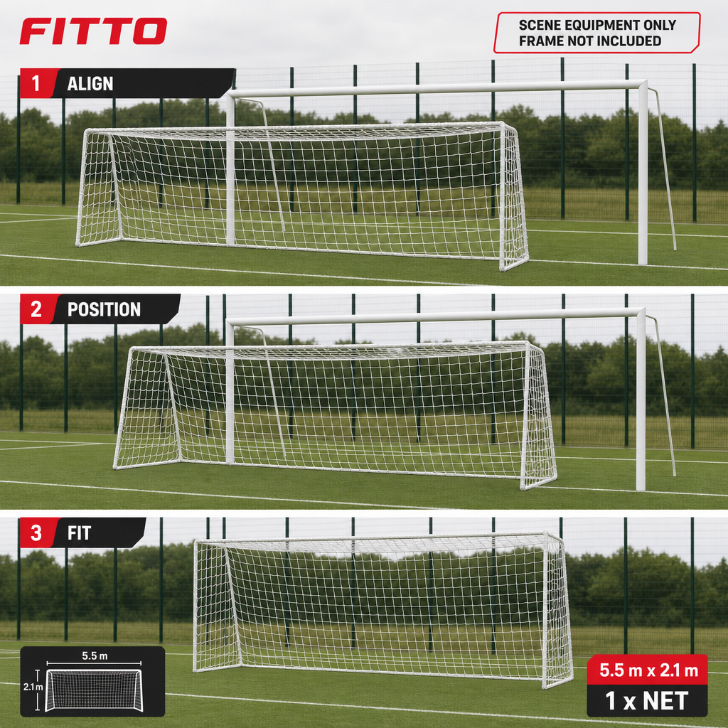 48 Pieces Football Goal Nets for 11-Person System, 5.5 m x 2.1 m, White