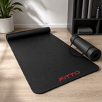 72 Pieces Yoga Mat 10mm Black, Textured Exercise Mats with Carrying Strap for Home Workouts, Stretching and Fitness